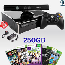 Xbox 360 S Slim Kinect Microsoft 250GB Black Kit HDMI Cable Refurbished 5 Games