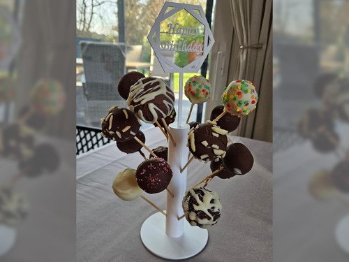 Cake pop stand with happy - cake,