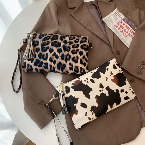 Cow print envelope wristlet - cow,