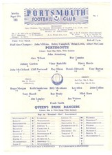 1965/6 Portsmouth v QPR Public Trial Match Single Sheet Programme