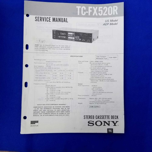 Sony fx520r service manual - sony,