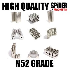 Very Strong Magnets 2mm - 10mm Genuine N52 Neodymium Discs For Crafts Models Etc