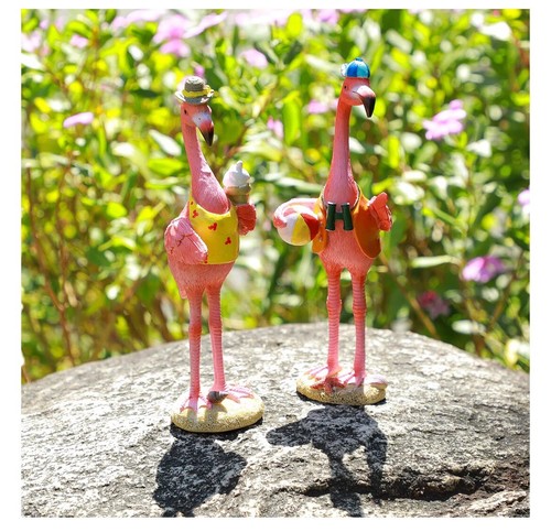 Flamingo couple sculpture - flamingo,