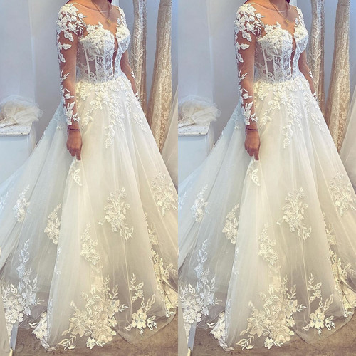 Long sleeves line wedding - long, a-line