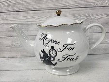 Disney Alice In Wonderland Mad Hatter White Ceramic Tea Pot - Anyone For Tea. PS