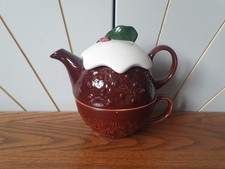 PUDDING ceramic tea for one WHITTARD OF CHELSEA Magic of Christmas 2006