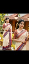 Elegant Mulcotton Saree Cream