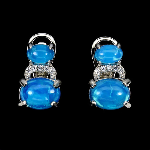 Earrings blue opal genuine - blue,