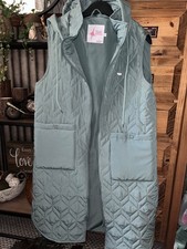 rant & rave mint green longline quilted gilet with hood size 10 new no tags