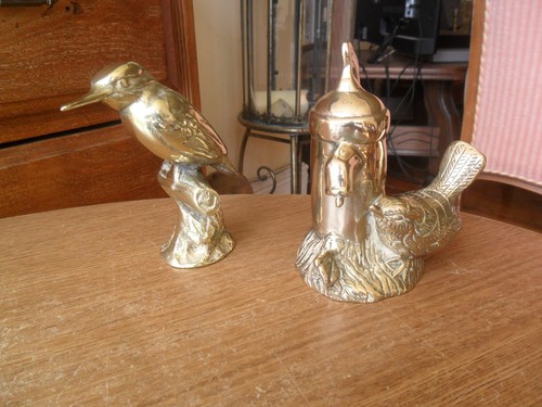 Vintage heavy brass wren - vintage, bird