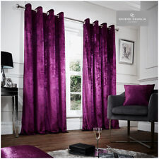 Lavish Ready Made Solid Velvet Eyelet Curtains Stylish Ring Top and Tie Backs