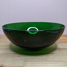 Vintage Green Glass Bowl Salad Decorative Fruit Forest Bottle Green 60s 70s