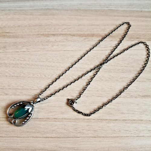 Georg jensen 1990 green agate - georg,