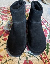 Bearpaw Black Suede And Sheepskin Ankle Boots 6
