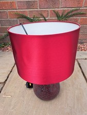 Red Mosaics Round Side Table Lamp With Lamp Shade