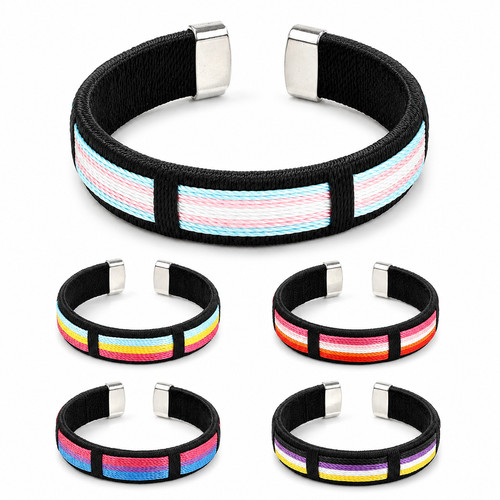 Rainbow woven cuff - rainbow,