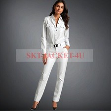 Women's ReaGenuine Lambskin White Leather pant shirt Stylish Pant Slim Fit Shirt