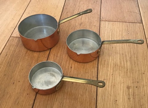 Vintage copper saucepans - copper,