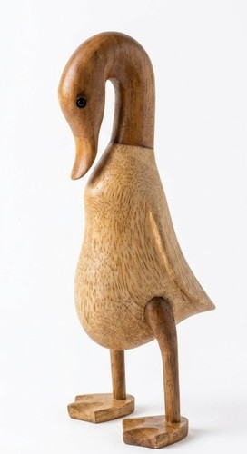 Shy wooden duck - duck, ornament