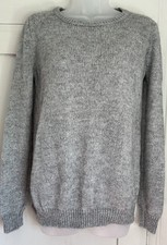 H&M Light Grey Very Oversized Long Sleeve Hand-Knit Style Jumper: S Fits 10 12