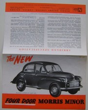Morris Minor Saloon 1950 Original Sales folder