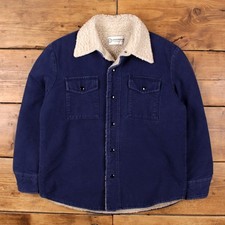Vintage Deerskin Workwear Jacket XL 80s Sherpa Lined Fleece Blue