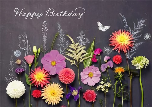 Happy birthday card flowers - happy,
