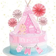 Cake Decoration Baby Shower Girl Pink Cake Topper  Decoration Christening 6 Pcs