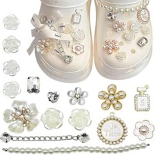 Croc Shoe Charms Bling Crystal Rhinestone Pendant Ribbon Bow for Clog Decroation