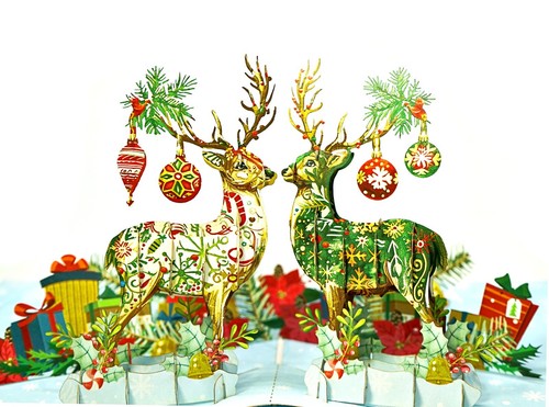 Deer pop christmas card - christmas,