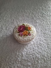 Small English Bone China Trinket Dish With Lid. Rose Design.