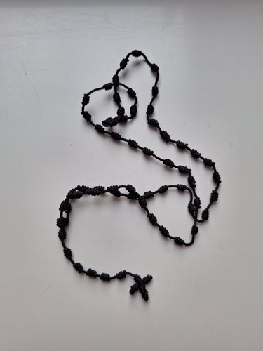 Black cord rosary necklace