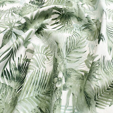 Cotton Fabric - Green Tropical Palm Leaf on Ivory - Craft Dress Fabric Material