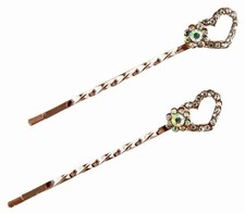 2 Diamante Crystal Heart Gold