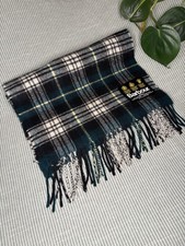Barbour 100% Lambswool Vintage Scarf Plaid Check Navy Green Unisex