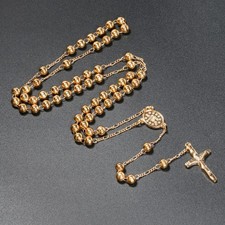 Rosary Necklace 6mm Beads Jesus for Cross Pendant Catholic Prayer Chain Women