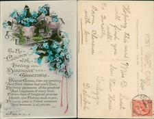 Birthday Greetings W&K Wildt & Kray 365/2 Real Photo RP GB 1927 Delabole Cancel