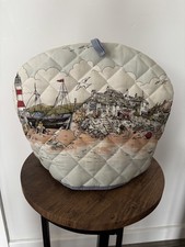 Vintage Retro 1970s Fishing Coastal Scene Tea Cosy Cover Warmer Quilted Padded