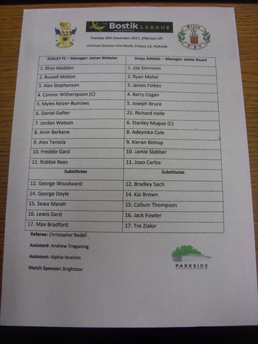 2017 colour teamsheet - 26/12/2017,