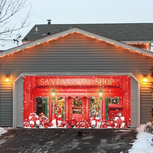 Christmas garage door cover - door,
