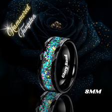 Black Hammered Tungsten 8mm