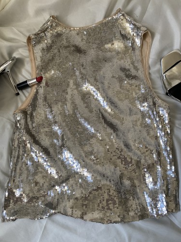 Zara silver sequin sleeveless - silver,