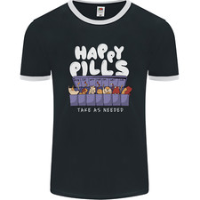 Cats Happy Pills Antidepressant Mens Ringer T-Shirt FotL
