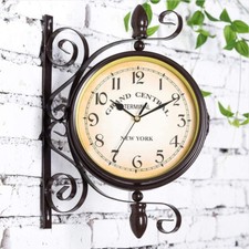 Outdoor Garden Paddington Station Wall Clock Double Sided Wall Clock and Bracket