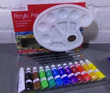Paints and Brushes Set Acrylic Hobby Crafts Colour Model Painting Palette Gift