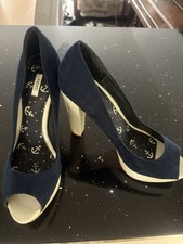Next Navy And Cream Heeled Shoes Size 41