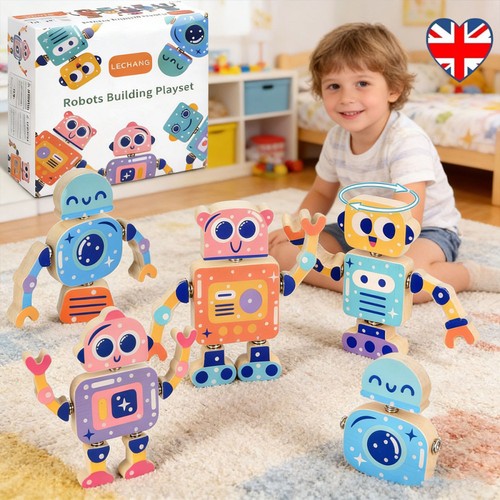 28pcs robot wooden building - robot,