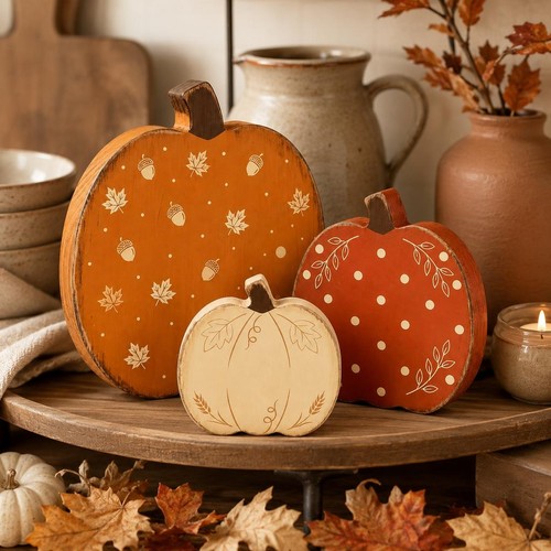 3pcs wooden pumpkin - 3pcs,