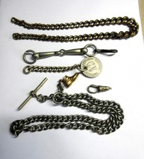 Job lot vintage POCKET WATCH, ALBERT CHAINS & PARTS, Dog Clips, T-Bars, Fobs
