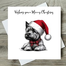 Cairn Terrier Christmas Card Dog Single or Pack of 4 Cards